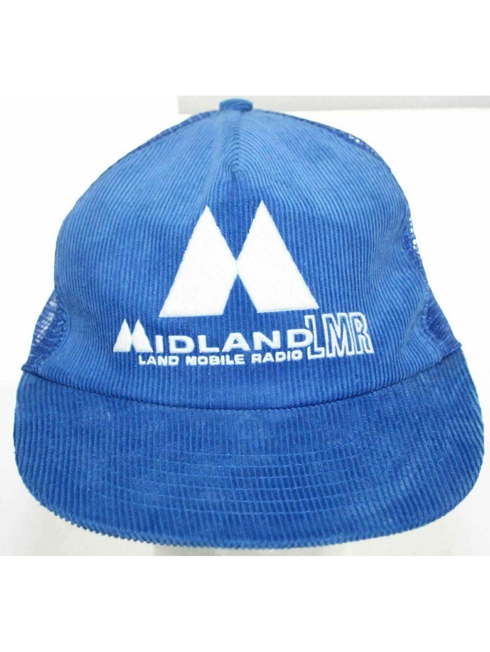 Vintage Midland LMR Land Mobile Radio Corduroy Hat Snapback Cap - Blue